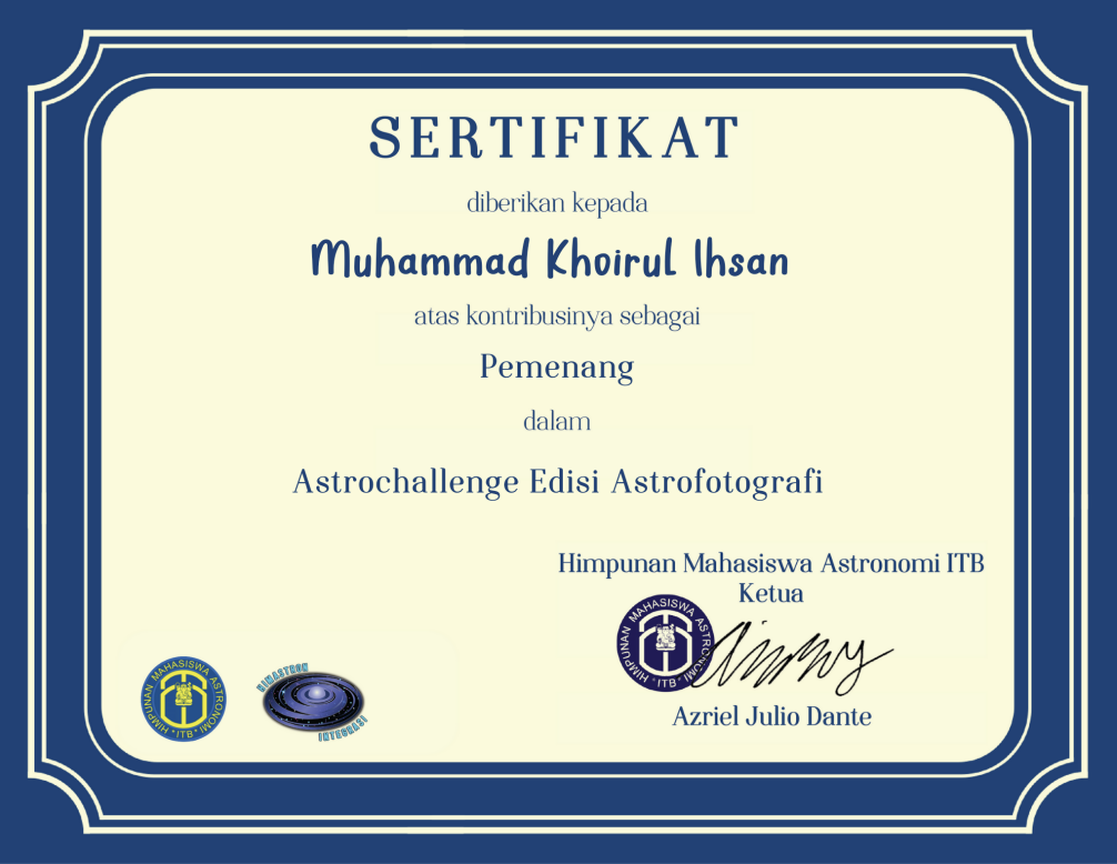 AstroChallenge 2022 Certificate